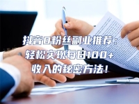 抖音0粉絲副業推薦：輕松實現每日100+收入的秘密方法！