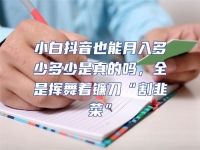 小白抖音也能月入多少多少是真的嗎，全是揮舞著鐮刀“割韭菜”